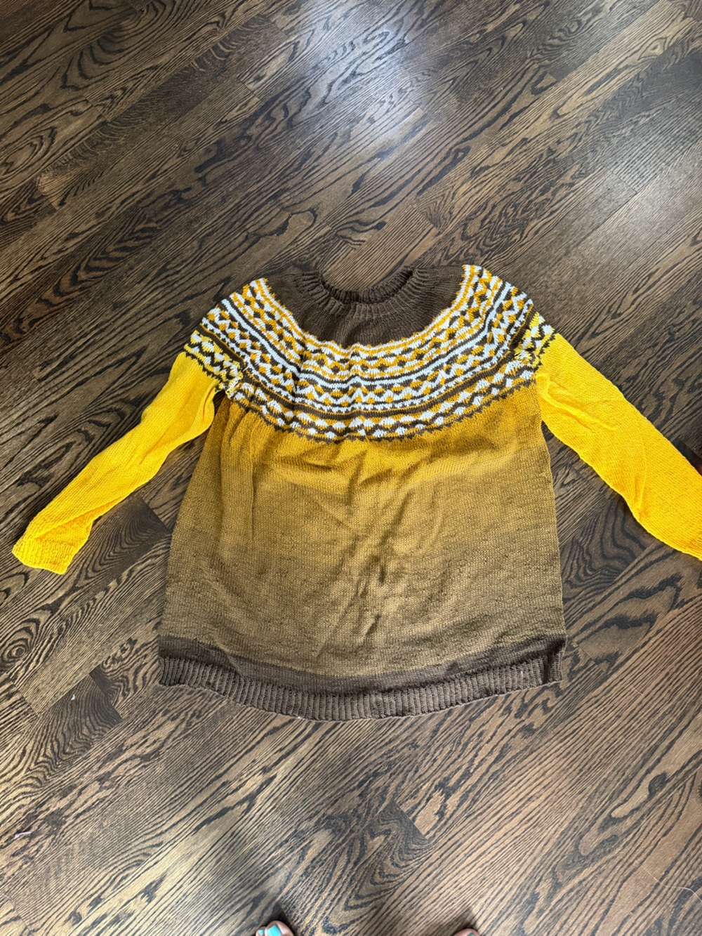 Yellow and Brown Ombre Fair Isle Women's Sweater